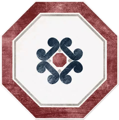 Via Emilia Ottagona Lato 10 Bianco-Bordeaux 24x24 - фото 1