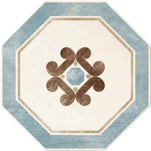 Via Emilia Ottagona Lato 10 Crema-Azzurro 24x24 - фото 1