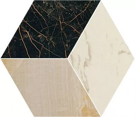Marble Mosaico T3 l.Nero-oro bianco 39x45 - фото 1
