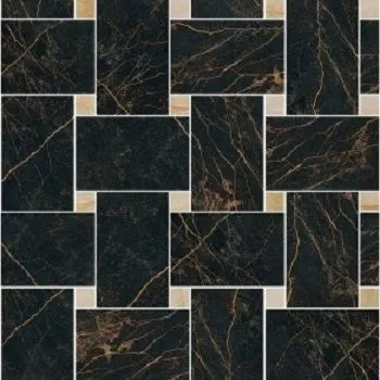 Marble Mosaico Intrec. Nero-oro Nat/Lap 29.1x29.1 - фото 1