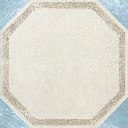 Via Emilia Inserto Esagono Crema-Azzurro 10x10 - фото 1