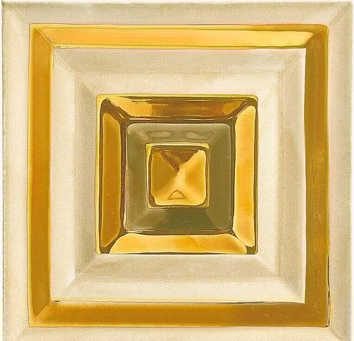Sincera Quadra Righe Rilievo Gold & Beige 15.2x15.2 - фото 1