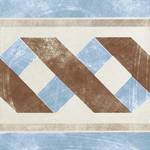 Via Emilia Greca Festone Crema-Azzurro 20x20 - фото 1