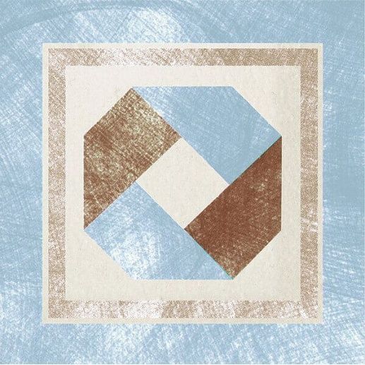 Via Emilia Inserto Festone Crema-Azzurro 10x10 - фото 1