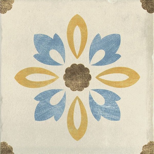 Via Emilia Rivalta Inserto Fiore s/1 Crema (4 шт.) 20x20 - фото 1