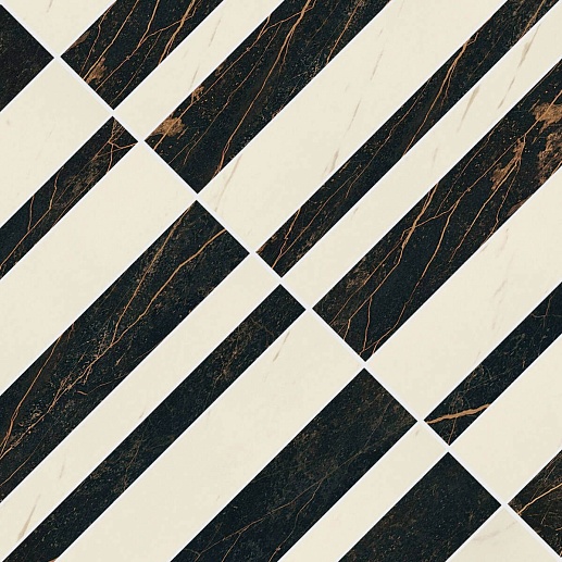 Marble Mosaico Optical Nero-bianco Nat/Lap 58.5x58.5 - фото 1