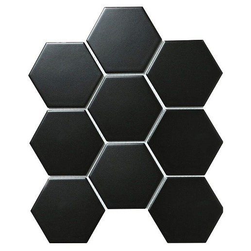 Geometry Hexagon big Black Matt 25.6x29.5 - фото 1