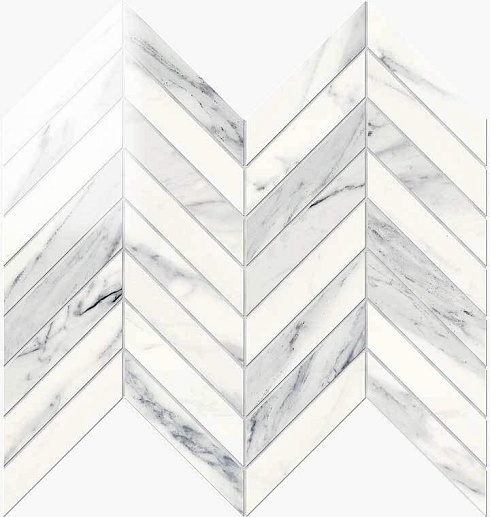 NovaBell Imperial Chevron Calacatta Bianco Lapp. 24.7x30 - фото 1