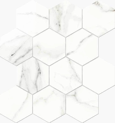 NovaBell Imperial Esagona Statuario Lapp. 29.1x25.2 - фото 1