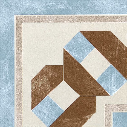 Via Emilia Angolo Greca Festone Crema-Azzurro 20x20 - фото 1