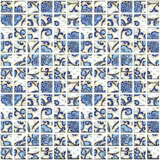 DT19 Декор Мотив синий 29.8х29.8 - фото 1